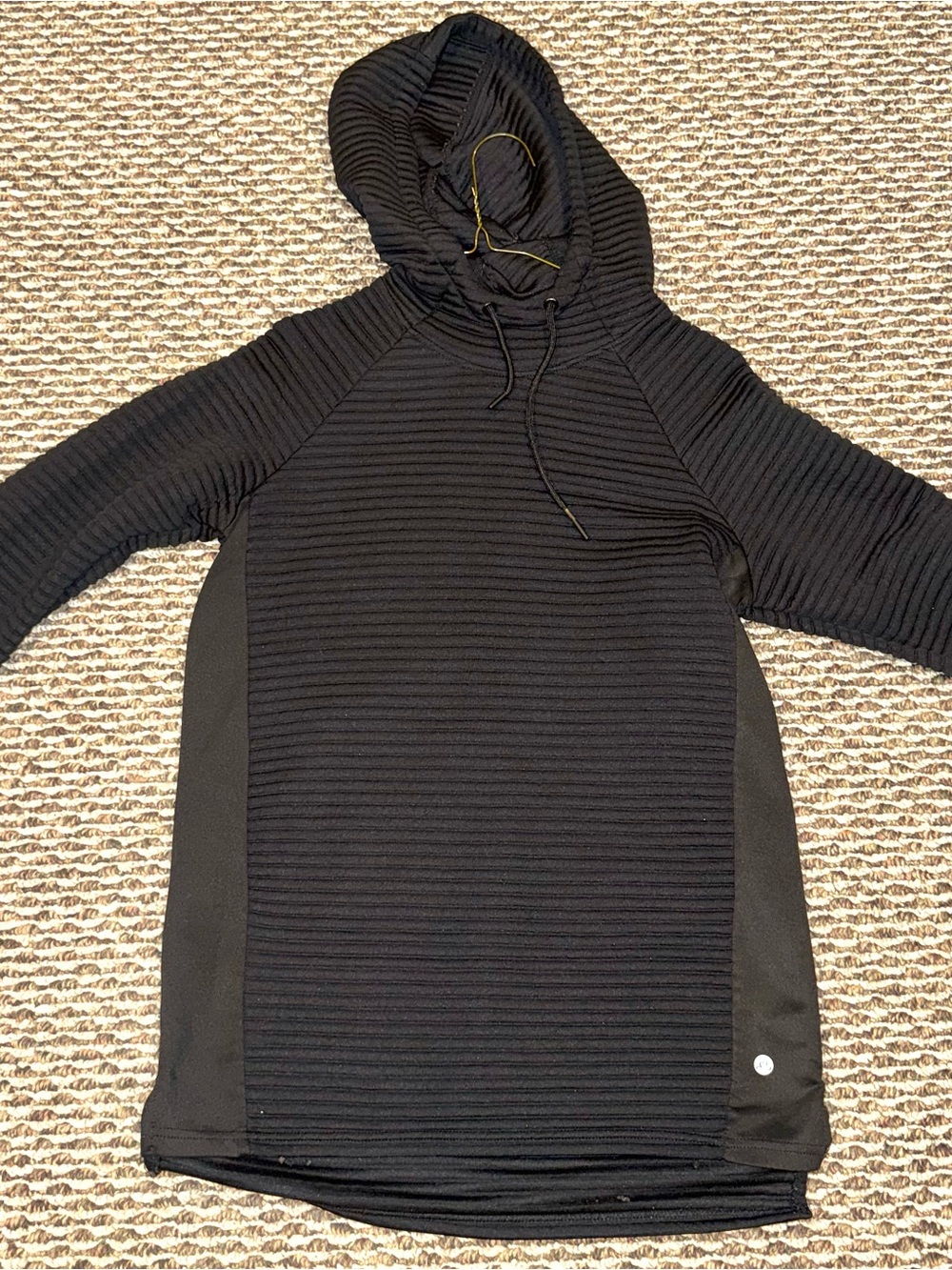 Apana Black Ribbed Hoodie Sweatshirt